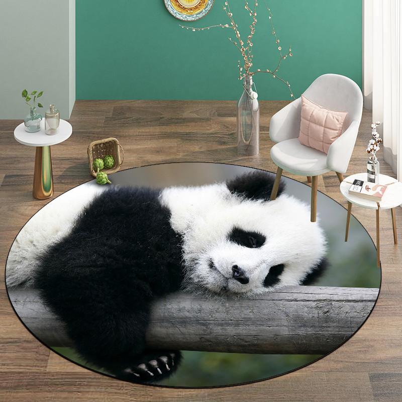 Милый напольный коврик с пандой для детей, круглый детский ковер для комнаты, супер мягкий коврик из микрофибры, губчатый коврик для спальни, моющийся кавайный декор