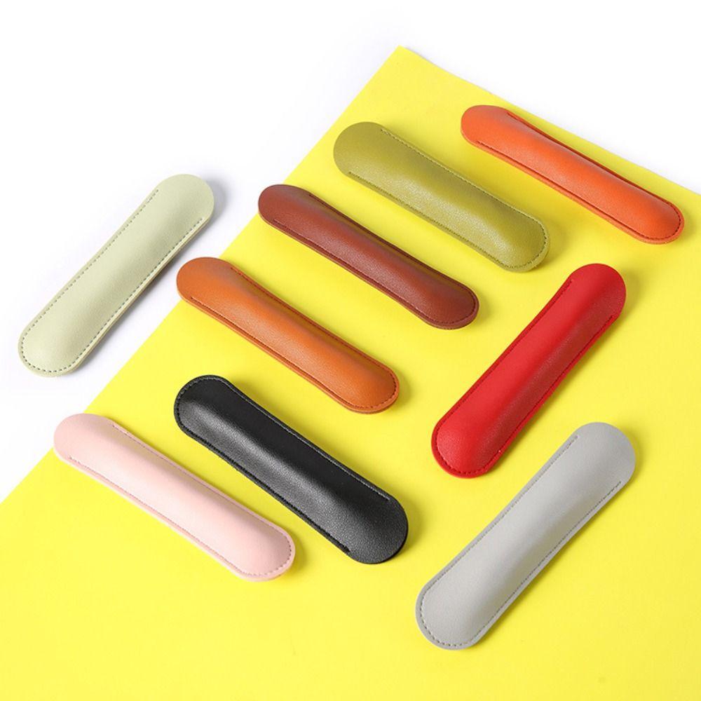 Half Open Pen Protective Bag PU Leather Pen Sleeve Pouch Leather Pen Bag Scrapbook Crafts