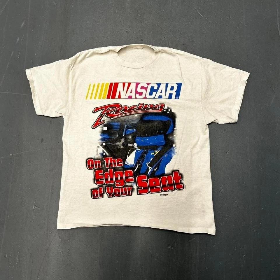 Винтажная футболка 90-х с большим графическим принтом Nascar racing Размер L
