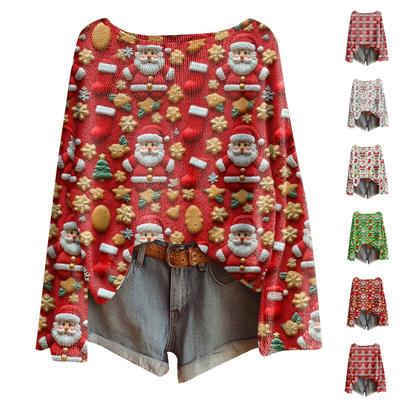 Женская мода с длинным рукавом, рождественский принт «Снеговик-снежинка», куртка, кардиган