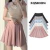 Women Summer Sexy Fashion Loose Ice Silk Mini Skirt High Waist Slim Fit Pleated A-Line Skirt Solid Color Skirt Club Wear