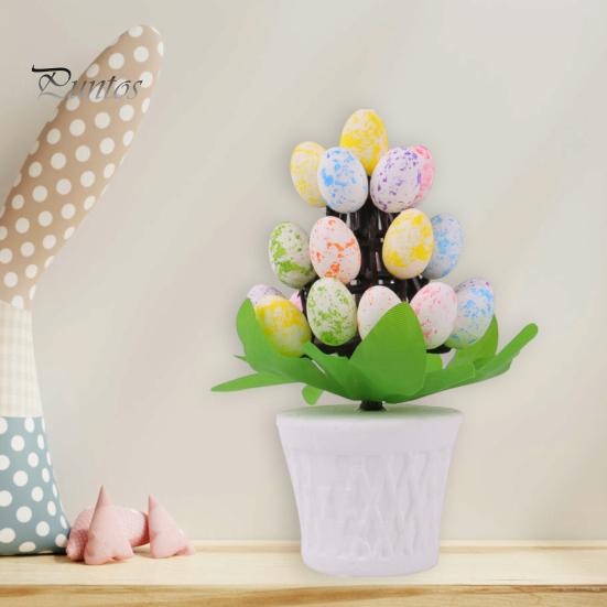 Украшение для пасхального яйца Пасхальное яйцо Бонсай Дерево Неприхотливые в уходе Искусственные яйца Растения Настольные пасхальные украшения Многоцветный горшечный пасхальный орнамент