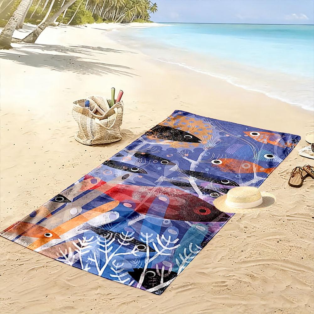 Colorful Fish Underwater Scene A must-have beach towel for beach travel