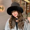 Hat Women's Autumn and Winter New Velvet Thickened Warm Bucket Hat Fashion Versatile Ear Hat Show Face Small Mongolian Hat Tide