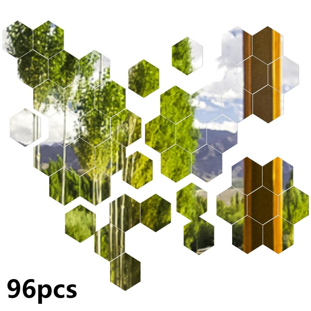 48 шт. Шестиугольные акриловые зеркальные наклейки на стену Самоклеящиеся Съемные шестиугольные наклейки Зеркальная стена Украшение дома Комнаты Зеркало