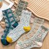 Носки в стиле Лолиты Y2k Kawaii, милые носки с цветочным рисунком, хлопковые богемные зимние женские забавные носки для девочек, Harajuku