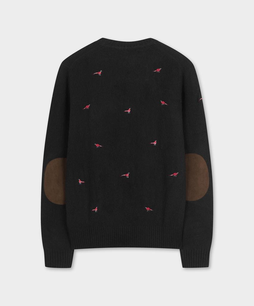 BROOKS BROTHERS Wool Elbow Patch Crewneck Sweater (Black) (Bbwrmmf403)