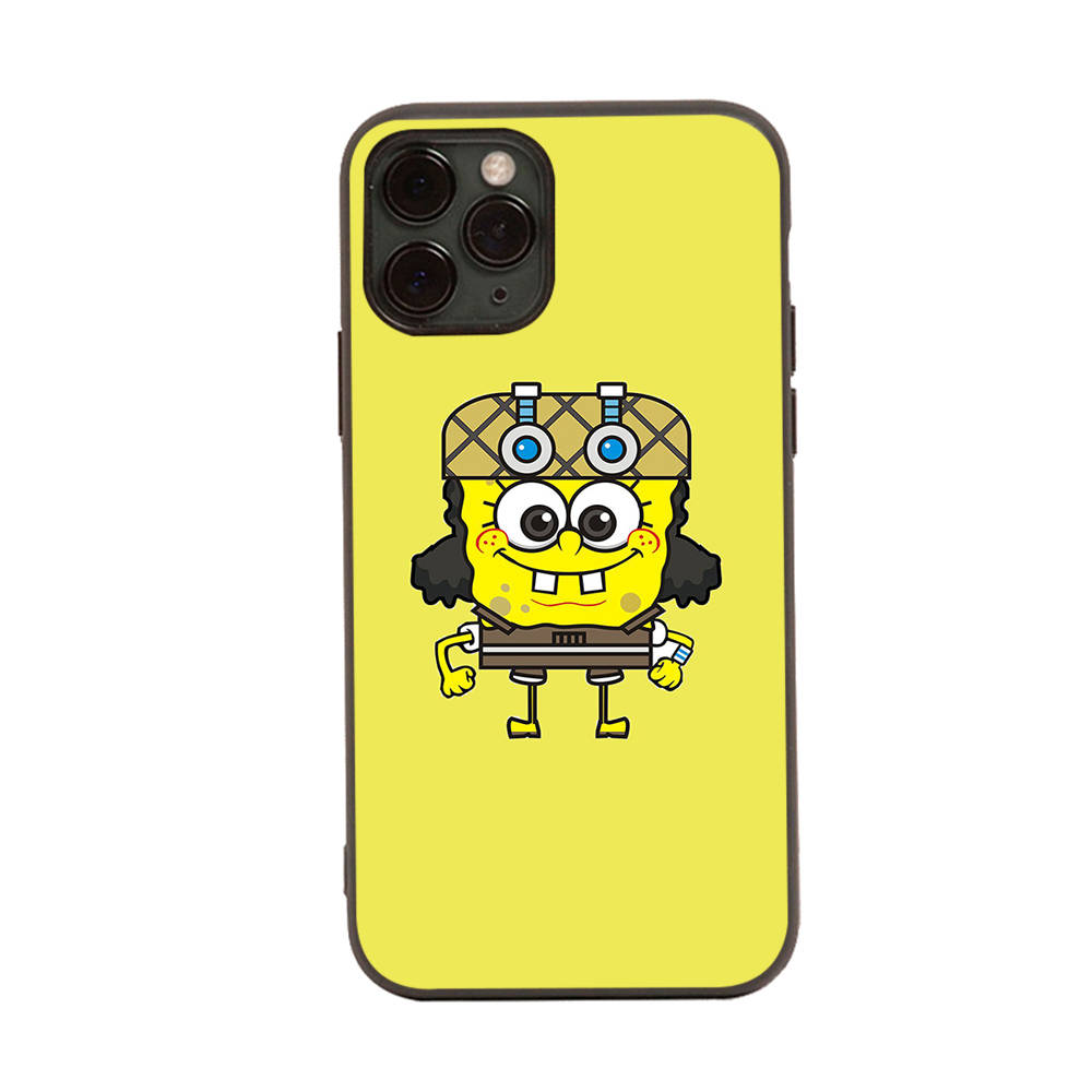 PB7 Little Cute Spongebob Black Sofe Case for iPhone 16 15 Plus 14 13 Pro 8 SE XR XS Max P30 Nova 5T Y5P Y6 Y7 Y8P Y9 Realme C30 C33 C31 VIVO Y36 V27