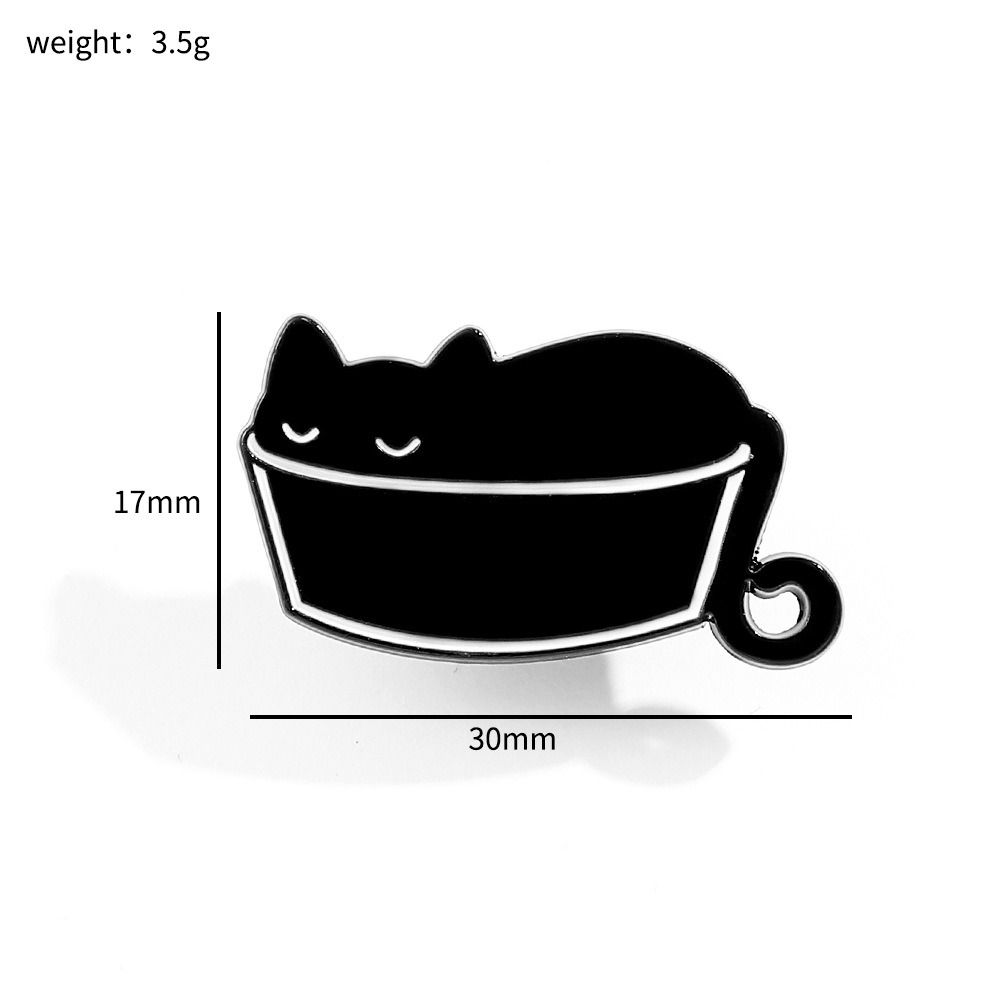 Жидкая Серия Кошек Черный Кот в Чашке с Водой Брошь Банка Кот Металлический Значок Аксессуары для Одежды