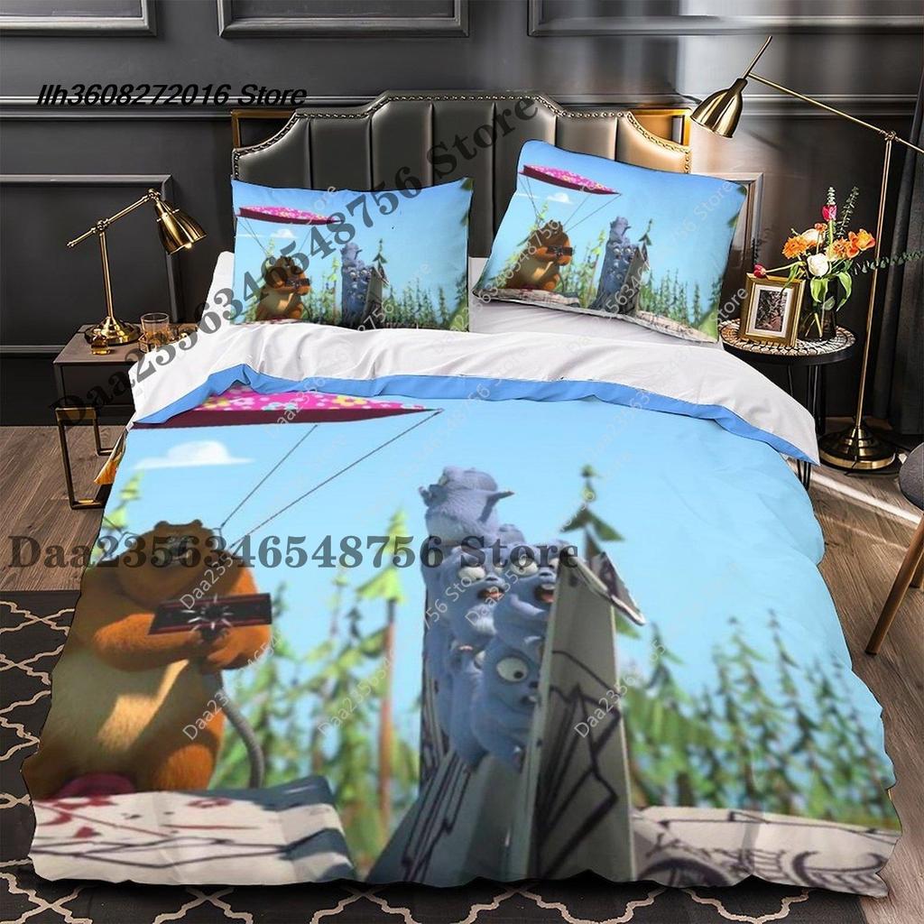 New Grizzy And The Lemmings Bedding Set Single Twin Full Three-Piece Suit Bed Set Aldult Kid Bedroom Duvetcover Sets 3D Ani