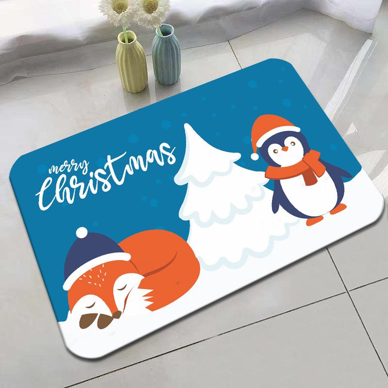 Christmas Floor Mat Festive Atmosphere Feeling Absorbent Non-slip Foot Mat Household Door Floor Mat