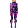 Женская мода Бохо Хэллоуин печати с длинным рукавом Тонкие костюмы Комбинезон на молнии