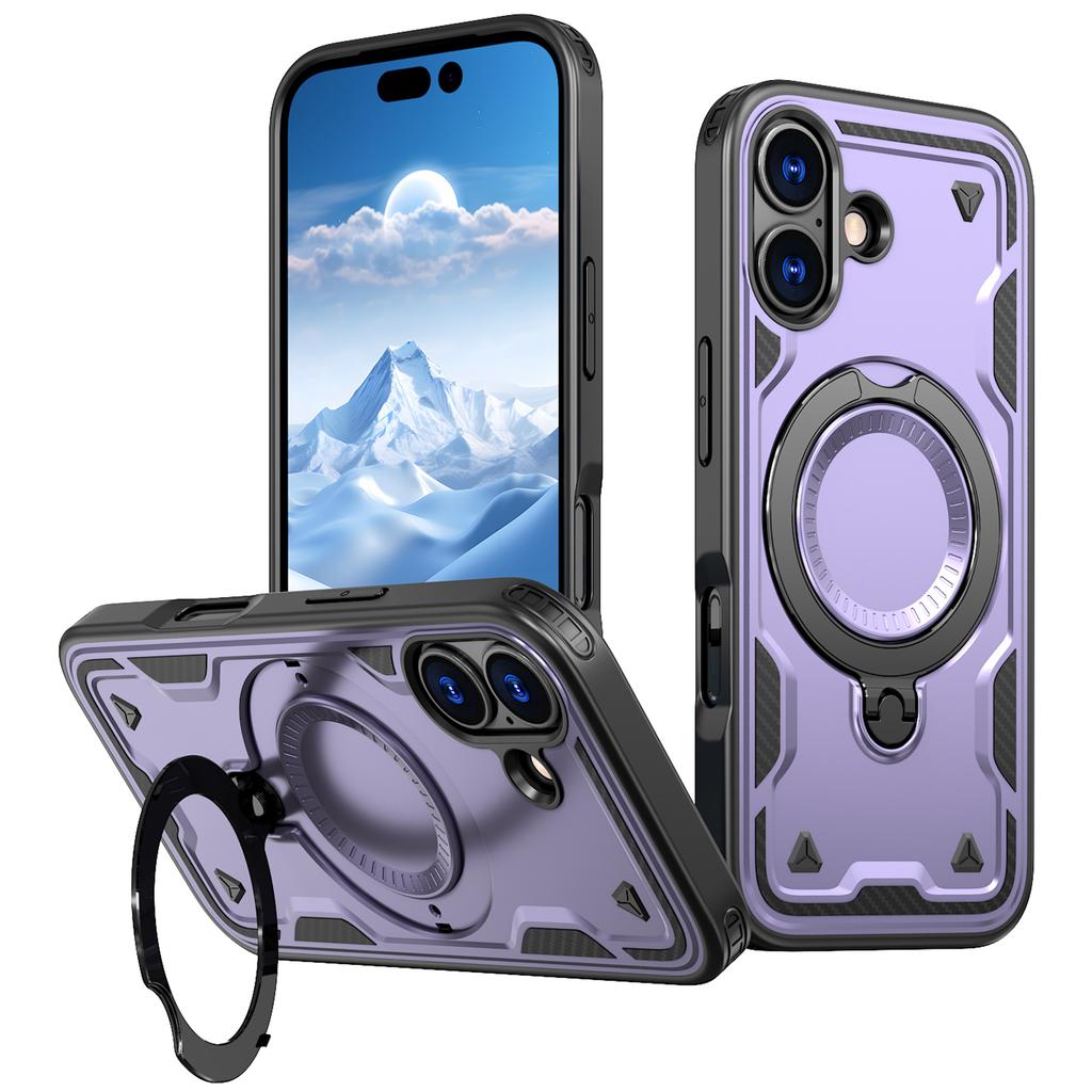 For iPhone 17 Case Compatible with MagSafe Military Protection PC+TPU Kickstand Phone Cover