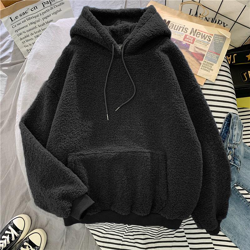 Official picture fleece thickened lamb fleece furry sweater women's autumn and winter thermal hoodie jacket