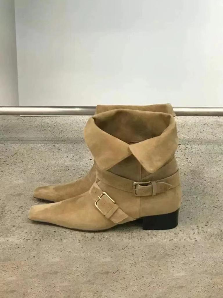 Мода Мода Заостренный Носок Флок Женские Ботильоны Обувь На Низком Каблуке Дизайнерская Обувь Слипоны Женские Современные Короткие Ботильоны Обувь