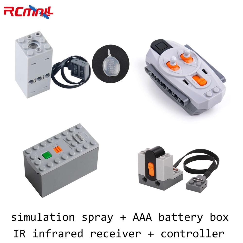 MOC Строительные блоки Симулятор Распылитель Выхлопные части Железнодорожный путь Мотор ИК-контроллер Приемник Серия Mould King Мотор