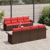 Garden Sofa Set with Cushions 9 pcs Brown Poly Rattan