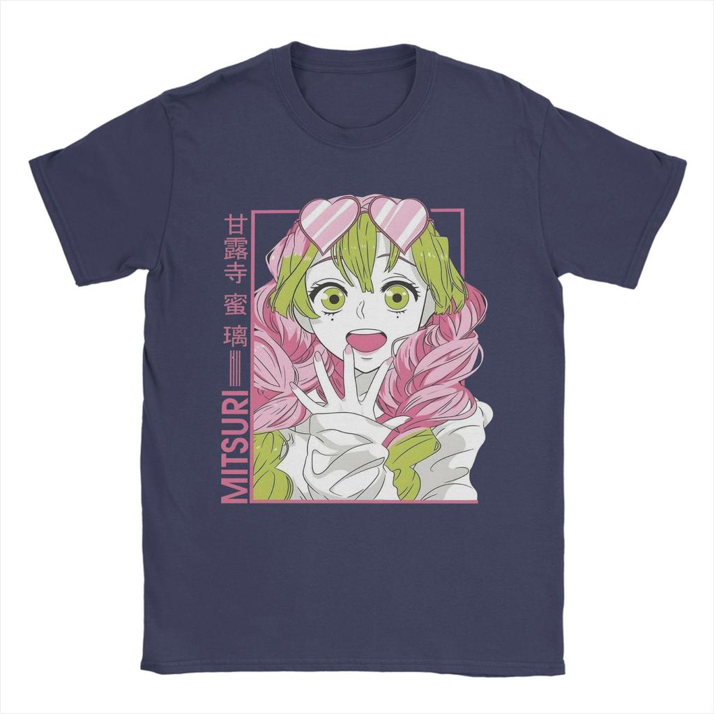 Mitsuri Kanroji Demon Slayer T-Shirts Men Love Hashira Awesome Pure Cotton Tees O Neck Short Sleeve T Shirt Clothes