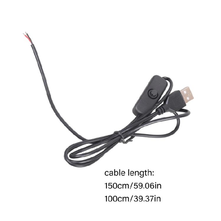 2-жильный USB-шнур питания с оголенными проводами 22AWG, луженый наконечник, с переключателями, поддержка 5 В/1 А, кабель питания, пластиковая текстура, для ремонта