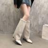 Fashion Women Knee High Boots Fashion Pointed Toe Long Boot Thin High Heels 2025 Autumn Fashionable Outdoor Womens Boots Plus Size 35-42