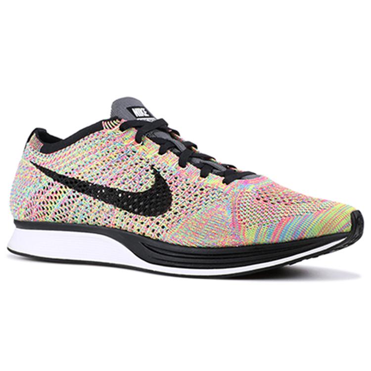 Nike Flyknit Racer 'Multicolor' 2013 (Unisex) Dark Grey / Black-Bl Glow-Pnk Fl Running Shoes 526628 004