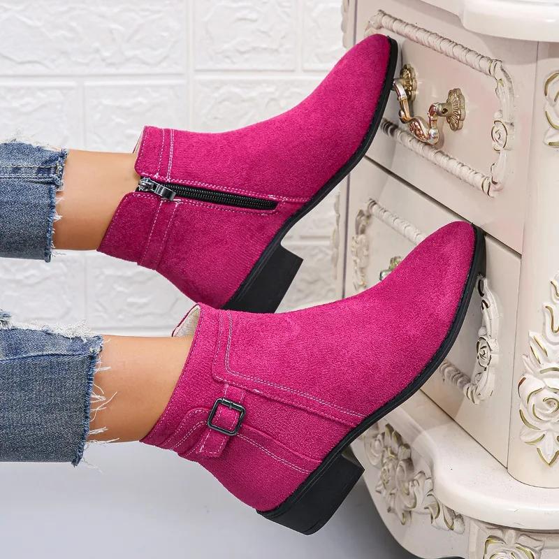 Популярная женская обувь Single Boots New Style Medium Healing Boots Bowknot Bowknot Fashionable Temperament Short Boots