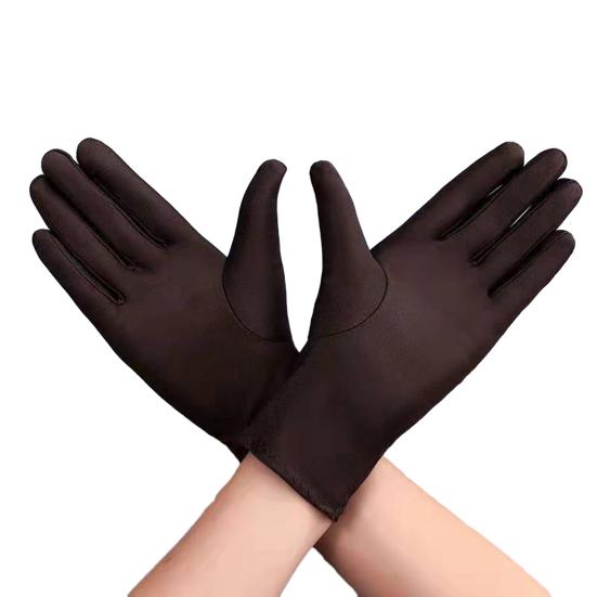 1 Pair Unsiex Winter Gloves Five Fingers Solid Color Elastic Anti Slip Sun Protection Breathable Soft Stage Performance Auction Ritual Girl Gloves