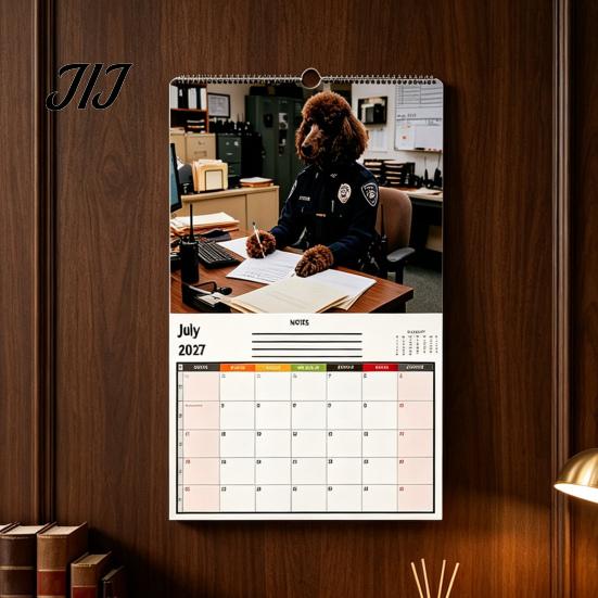 Animal Theme Hanging Calendar 2027 Funny Dog Working Wall Calendar, Jan. 2027-Dec. 12 x Daily Schedule Organizer 8 Inch Monthly Planner with