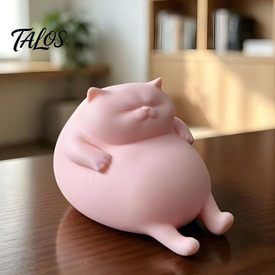 Милый Декор Комнаты Эстетичный 3D Печатная Фигурка Толстого Кота, Ленивая Статуэтка, Настольные Гаджеты для Снятия Стресса Минималистичное Украшение для Стола Офисный Стол