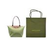 Longchamp Le Pliage Однотонная Сумка-пельмень с Логотипом, Застежка на Кнопку и Молнию, Холст и Кожа, Сумка-тоут, Сумка через плечо, Женские сумки Оливково-зеленый 1899089P77