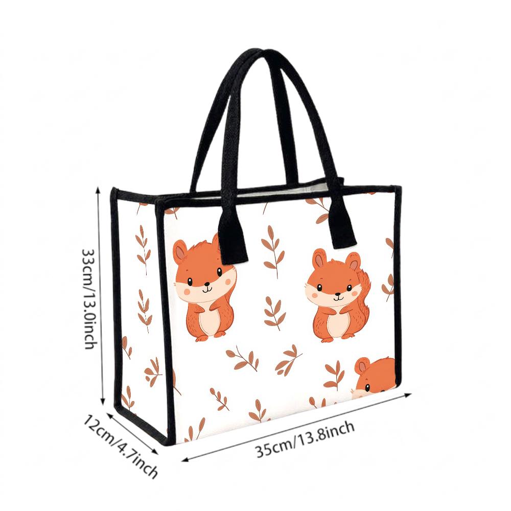 Cute Squirrel Pattern Casual Daily Tote Bag Lightweight Portable Shopping Handbag for Women Outdoor Use