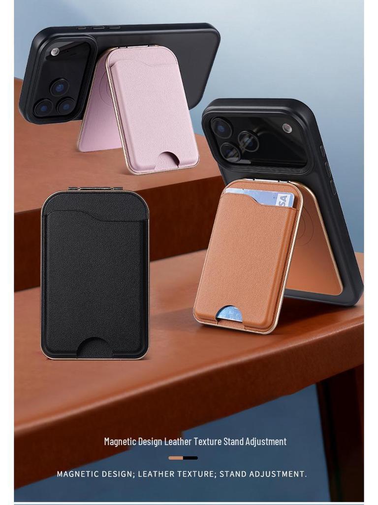 iPhone 17 Magnetic Bracket Magsafe Rotating Mirror Stand with Card Holder