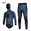 5mm Thickened Camouflage Wetsuit Diving Surfing Spearfishing Winter Swimming Mens Hooded Two-Piece Neoprene Suit