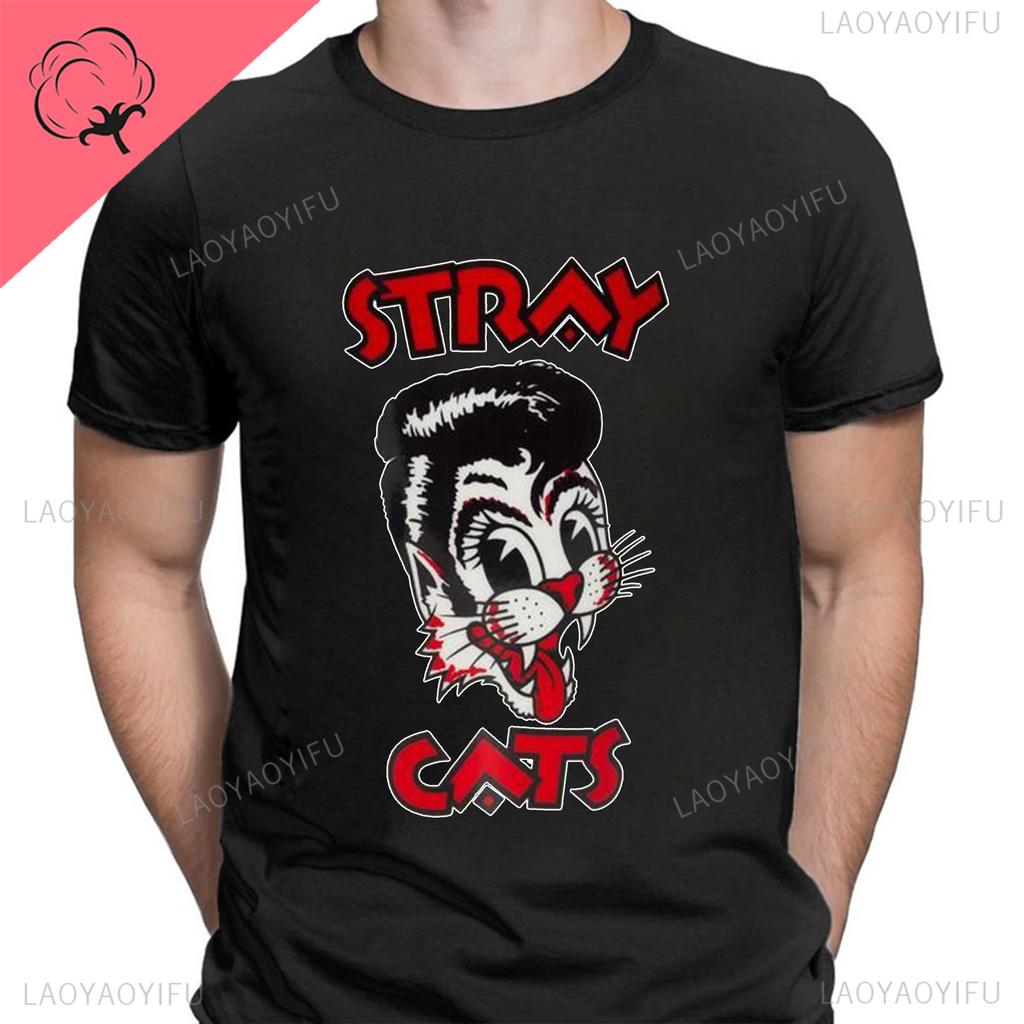 Stray Cats Рок Классические Футболки Американская Рокабилли Группа Фанат Хипстер Уличная Мода Дышащая Мальчик Девочка Мужчины Женщины Хлопковая Футболка