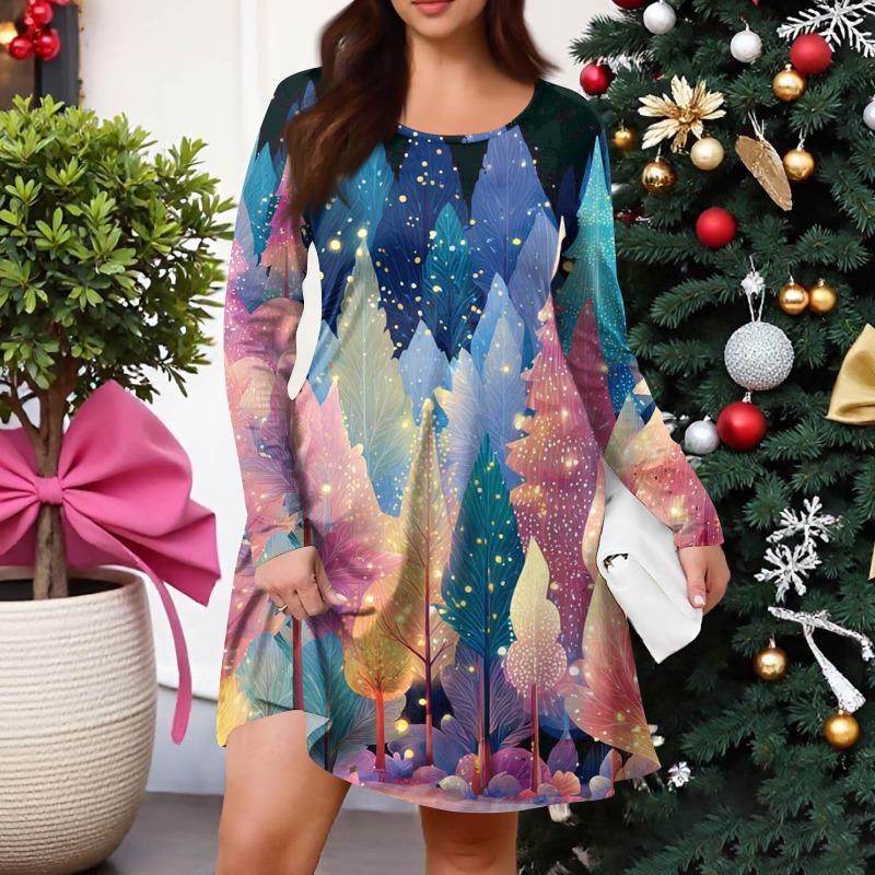Neck Long-sleeved Dress