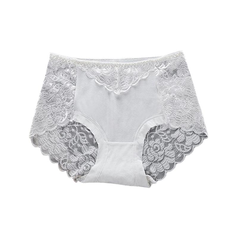 Ladies Mid-rise Plus Size Lace Panties Back Cutout Without Marks Belly Briefs