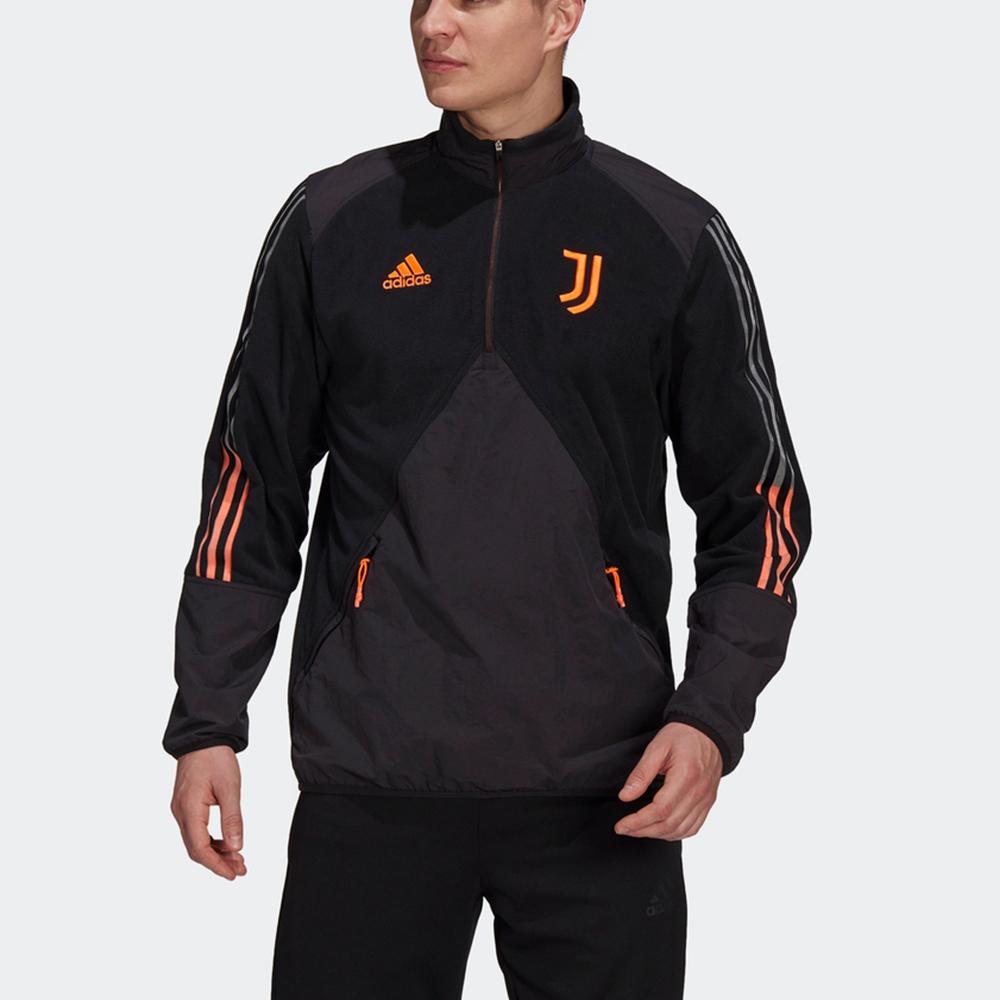 adidas Ювентус Футбол Спортивный пуловер с цветными блоками Толстовка Мужские топы Черный GK8603