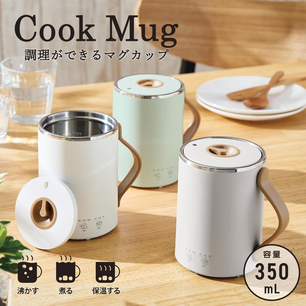 ELECOM Тип кружки Электрическая кастрюля Электрический чайник 350 мл Кружка для готовки Кружка для готовки Таймер нагрева Длина кабеля для супа Мята [Чайник, тушение, регулировка,