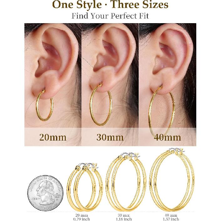 Limerencia Large Titanium Hoop Earrings for Women | Hypoallergenic Thin Round Earrings F136 Implant Grade Titanium Hoops for Sensitive Ears