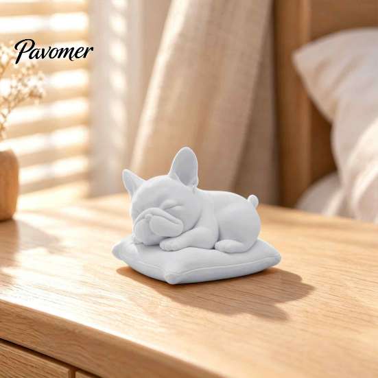 Sleeping Frenchie Sculpture French Bulldog Figurine, 3D Printed Small Dog Statue, Cute Collectibles for Enthusiasts Home, Office, Desktop, Car