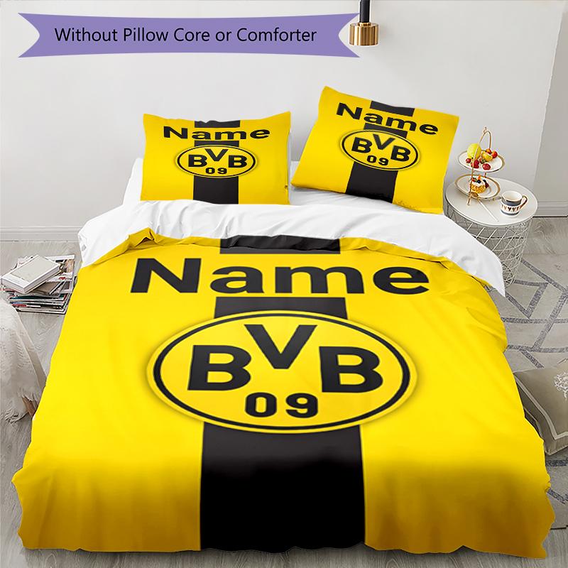 3Pcs Custom Name Borussia Dortmund Bedding Set Duvet Cover Closure Includes 1Duvet Cover 2Pillowcases Soft And Comfortable For All Seasons
