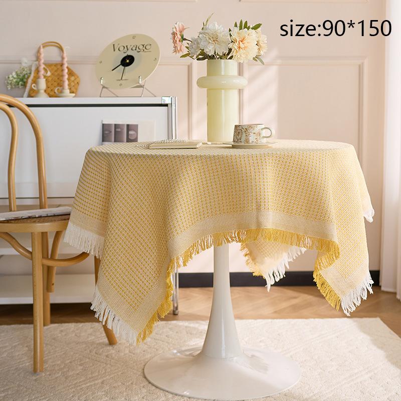 French Ins Style Japanese Pastoral White Tablecloth Coffee Table Cloth Bedside Table Retro Tassel Round Table Tablecloth