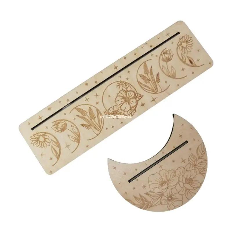 2 Pieces Wooden Tarot Card Stand Holder, Moon Shape and Rectangle Wooden Tarot Card Display Stand Base for Oracle Lenormand Meditation