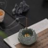 Moruna Ceramic Incense Holder with Lotus Flower Design, Stylish Mini Incense Burner for Buddhist Altars, Japanese-Style Decor (Blue Sand and Stone