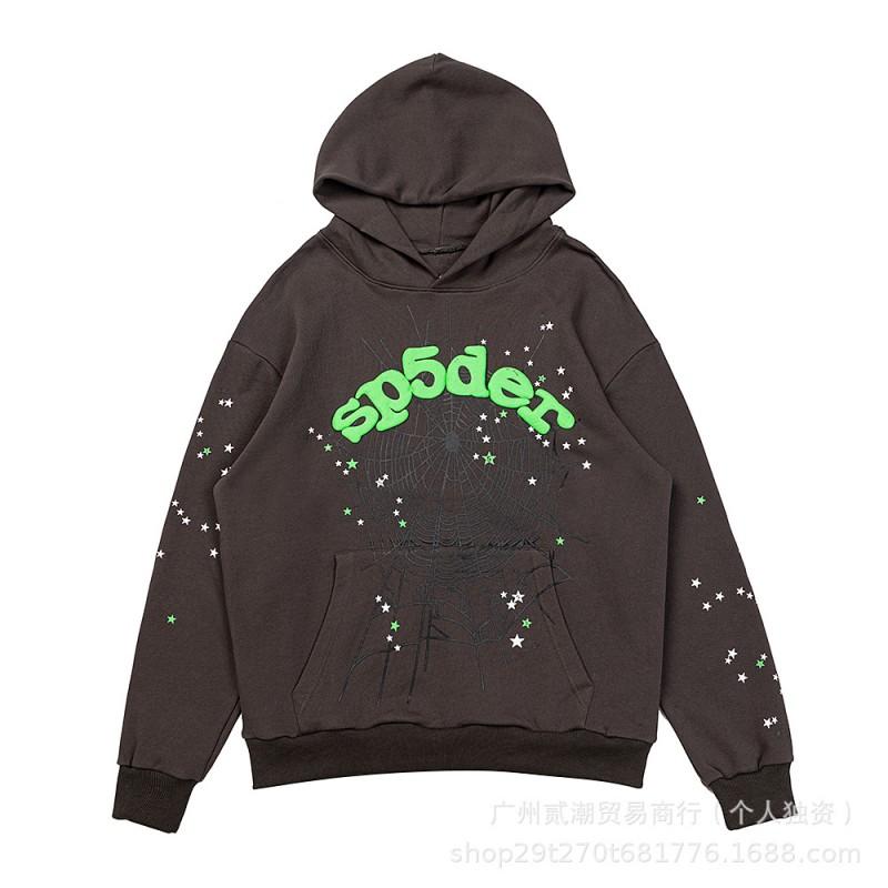 SP5DER 555555 Web Print Hoodie Unisex Casual Sweatshirt