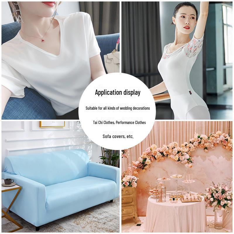 Высокоэластичная молочная шелковая ткань для свадебных, сценических, стульев, диванов и танцевальных костюмов