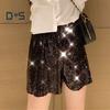 Сексуальные женские блестящие шорты с пайетками, высокая талия, кольцо, молния, облегающие шорты, вечеринка, клуб, фестиваль, танцы шорты