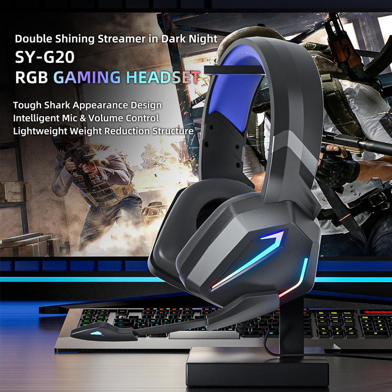 G20 Dynamic RGB Dual Streamer Проводная гарнитура Шумоподавление Микрофон Стерео Эргономичный
