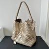 Gun Gun Champagne Woven Tote Bag Women's Large Capacity Premium Sense Portable Underarm Shoulder Bucket Bag