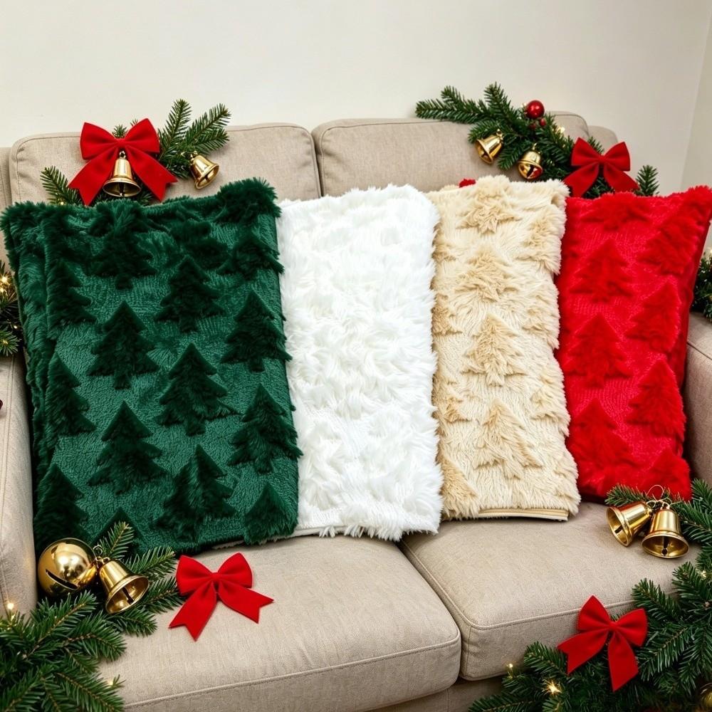 Plush Throw Cushion Case Soft Snowman Pillow Cover Holiday Pillowcase Santa Pillow Cover Sofa